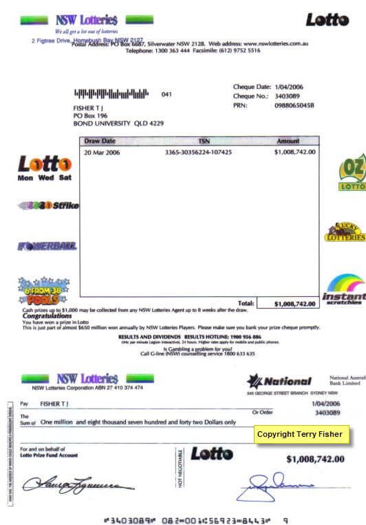 second winning lotto cheque